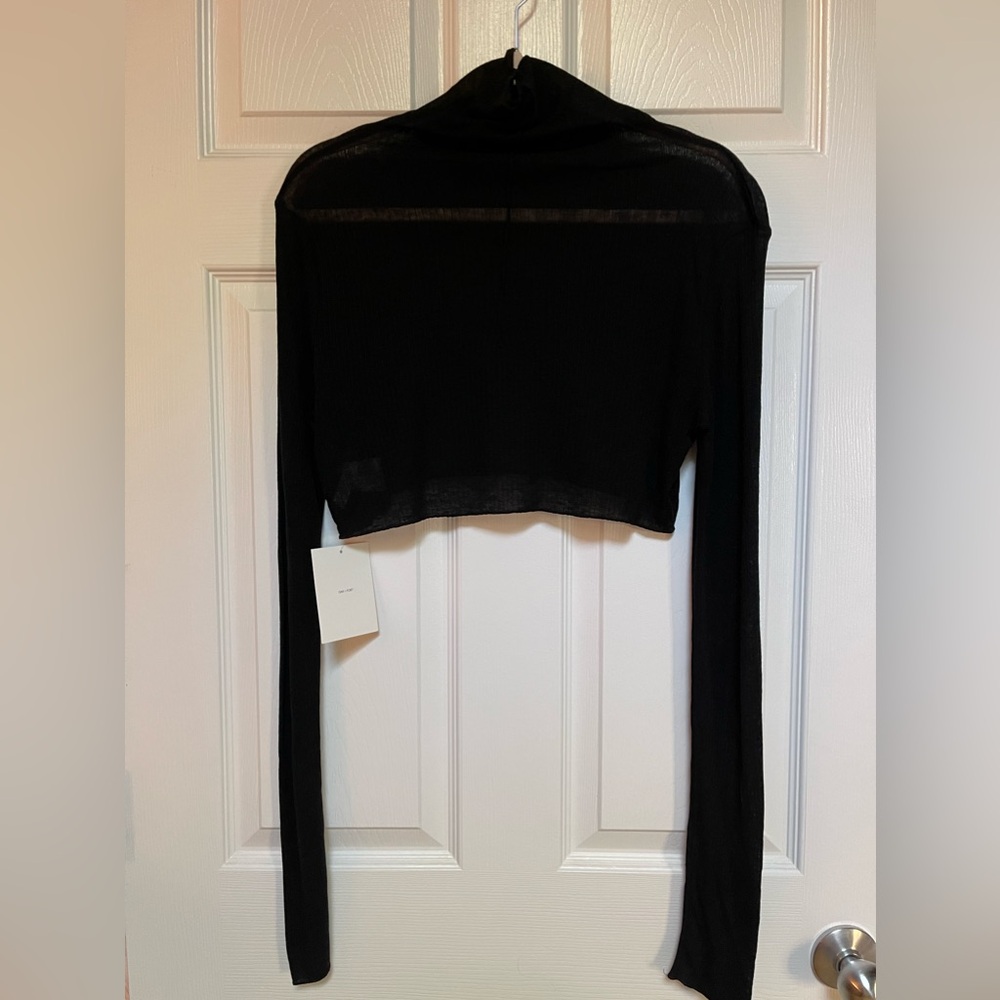 ✨NWT✨ OAK + FORT black crop top sheer turtleneck, never worn brand new